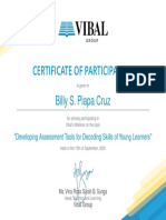 Certificate of Participation: Billy S. Piapa Cruz