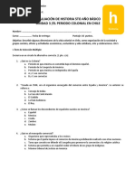 Evaluación El Periodo Colonial en Chile