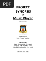 Project Synopsis Music Player: Submitted To: Prof. Fatima Tamboli