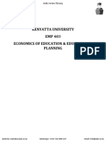 Kenyatta University EMP 403 Economics of Education & Educational Planning