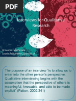 Interviews For Qualitative Research: DR Leonie Fleischmann Leonie - Fleischmann.2@city - Ac.uk