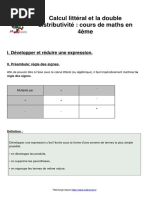 Leçon 7 Calcul-Litteral-Et-La-Double-Distributivite-Cours-De-Maths-En-4eme