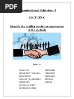 Organisational Behaviour I: Section-C Identify The Conflict Resolution Mechanism of The Students