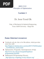 Dr. Joon-Yeoul Oh: IEEN 5335 Principles of Optimization