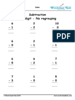 Subtraction One Digit - No Regrouping: Name: Date: Grade