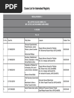 Cause List For Islamabad Registry