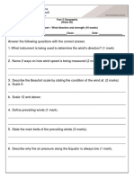 Year 5 Geography (Week 36) Worksheet - Wind Direction and Strength (10 Marks) Name: - Class: - Date