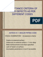 NDT-Acceptance Various Codes