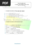 Bem Explicado Centro de Explicações Lda.: 1. Complete The Sentences With Do, Does, Don T, Doesn T