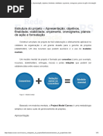 Estrutura Do Projeto - Apresentação, Objetivos, Finalidade, Viabilidade, Orçamento, Cronograma, Planos de Ação e Formatação