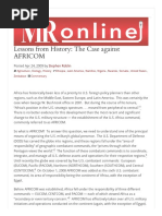 Lessons From History-The Case Against AFRICOM (Stephen Roblin, MR Online, April 2009)