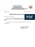 Certificate of Duty Status