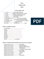 Test 2. Irregular Verbs. A2-B1.