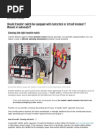 Should Transfer Switch Be Equipped With Contactors or Circuit Breakers