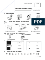 English Exam - 1 Prim - 2018 - Unit 2