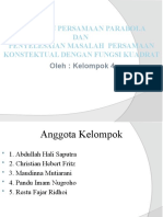 MTK Kelompok 4 (Menyusun Persamaan Parabola Dan Penyelesaian Masalah Persamaan Konstektual Dengan Fungsi Kuadrat)