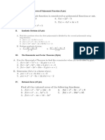 I. Terms and Degrees of Polynomial Function (5 PTS) : MATH 10 Worksheet