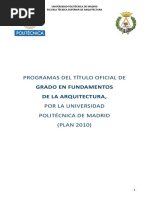 Programa Grado Fundamentos Arquitetctura 2010 ETSAM