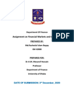 Assignment On Financial Markets and Instituions: Department of Finance