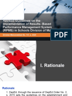 Revised Guidelines On The Implementation of Results-Based Performance Management System (RPMS) in Schools Division of Masbate