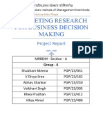 Marketing Research For Business Decision Making: Project Report