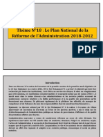 Thème N°19 LE PLAN NATIONAL DE LA REFORME DE L - ADMINISTRATION