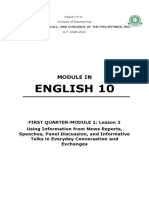 Quarter 1 - Module 1 - Lesson 2 - ENGLISH 10