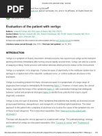 Evaluation of The Patient With Vertigo - UpToDate