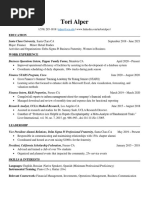 Tori Alper Resume