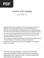 Customs of The Tagalogs: Lesson 4 Readings in Philippine History