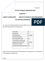 Master of Business Administration Semester - I Subject Code& Name - Mba104 & Financial and Management Accounting Assignment