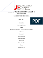 Trabajo Bioética. Valores, Antivalores, Virtudes