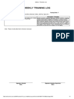 Weekly Training Log: (Please Specify Training Information by Descriptive Statement, Tables, Sketches, Figure Etc.)