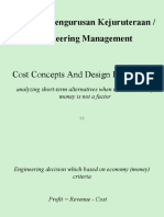 EUT 444: Pengurusan Kejuruteraan / Engineering Management: Cost Concepts and Design Economics