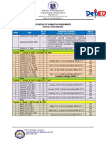 Department of Education: Week Date No. of Days Assessment Activities (Fridays and Saturdays) Melcs Coverage