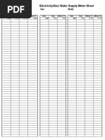 Electricity/Gaz/ Water Supply Meter Sheet