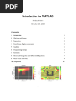 Introduction To MATLAB: Stefan Güttel October 15, 2020