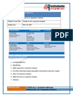 Subject Psychology: PAPER No.3: Qualitative Methods MODULE No. 20: Cooperative Enquiry