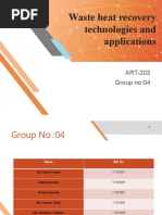 Waste Heat Recovery Technologies and Applications: ART-203 Group No:04