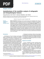 Ameloblastoma of The Mandible: Analysis of Radiographic and Histopathological Features