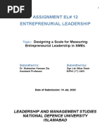 Assignment El# 12 Entreprenurial Leadership: Designing A Scale For Measuring Entrepreneurial Leadership in Smes