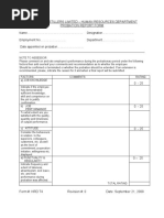 Demerara Distillers Limited - Human Resources Department Probation Report Form