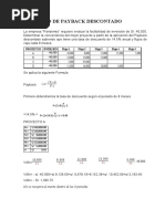 Ejercicio de Payback Descontado