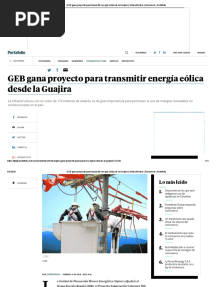 GEB Gana Proyecto para Transmitir Energía Eólica de La Guajira - Infraestructura - Economía - Portafolio