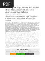 Choosing The Right Metrics For Listerine Brand Management in Brazil Case Analysis and Case Solution