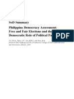 Sod Summary Philippine Democracy Assessment: Free and Fair Elections and The Democratic Role of Political Parties