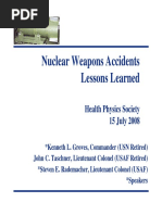 Nuclear Weapons Accidents Lessons Learned