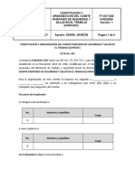 FT-SST-008 Constitucion y Organización Del Comité Paritario de Seguridad y Salud en El Trabajo (Copasst)