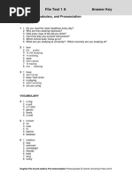 File Test 1 A Answer Key: Grammar, Vocabulary, and Pronunciation