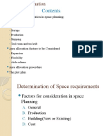 Factors For Consideration in Space Planning:: Office Receiving Storage Production Shipping Tool Room and Tool Crib